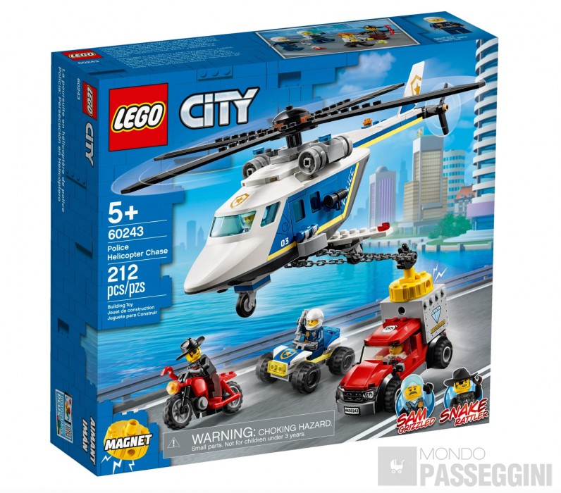 LEGO CITY INSEGUIMENTO SULL'ELICOTTERO DELLA POLIZIA 60243 - Mondo  passeggini